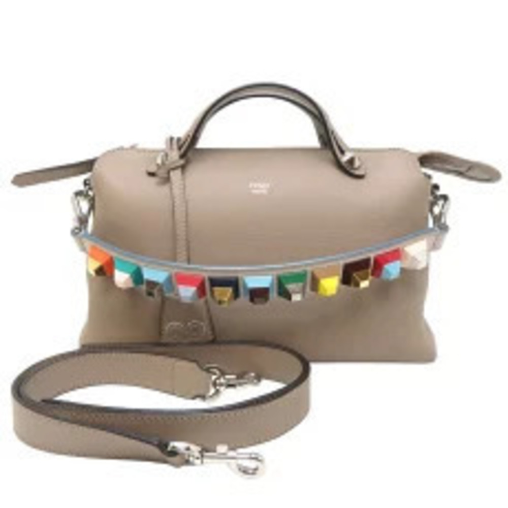 Fendi By The Way Handbag strap Leather Greige Gray